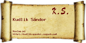 Kudlik Sándor névjegykártya
